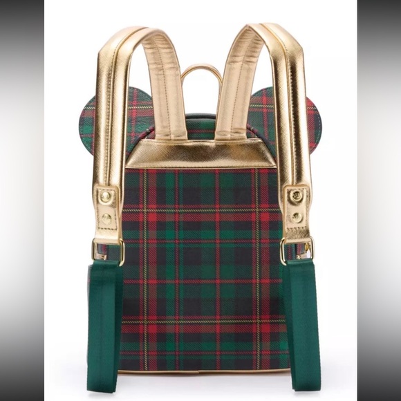 Loungefly Disney NWT Mickey Holiday Plaid Mini Backpack - Picture 7 of 8